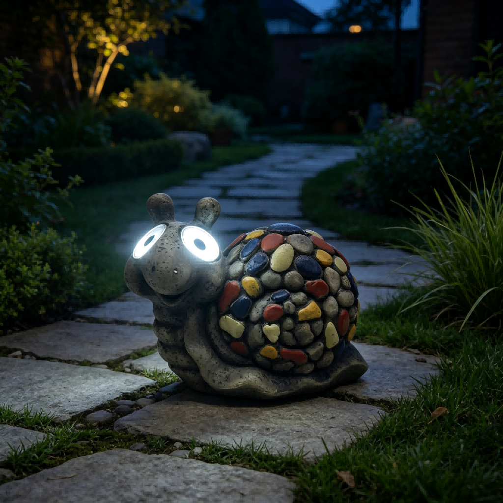 Solar Snail Resin Garden Light - Whimsical Outdoor Decor